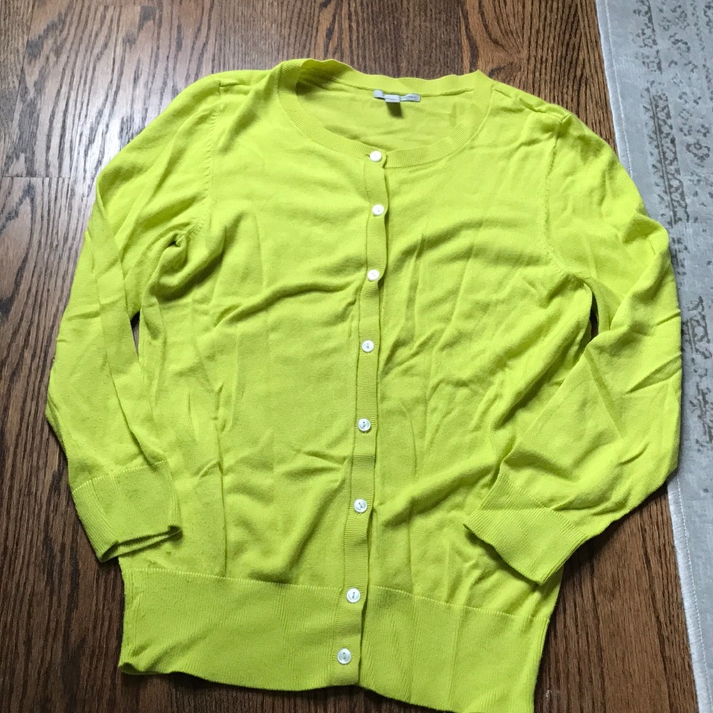 Halogen Nordstrom neon green yellow cardigan Small